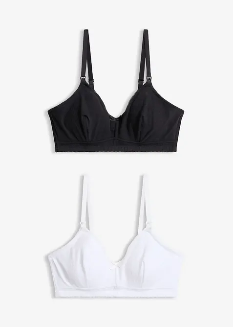 Amningsbeh&aring; utan bygel, av h&aring;lm&ouml;nstrat material med ekologisk bomull (2-pack), bonprix