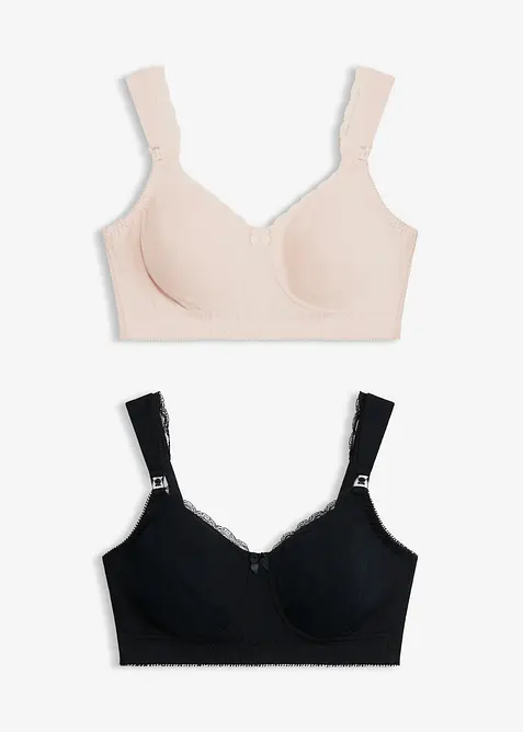 Amningsbeh&aring; utan bygel, med ekologisk bomull (2-pack), bonprix