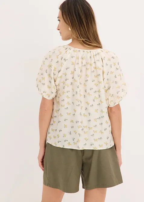 Kort&auml;rmad blus i viskosmix, bonprix