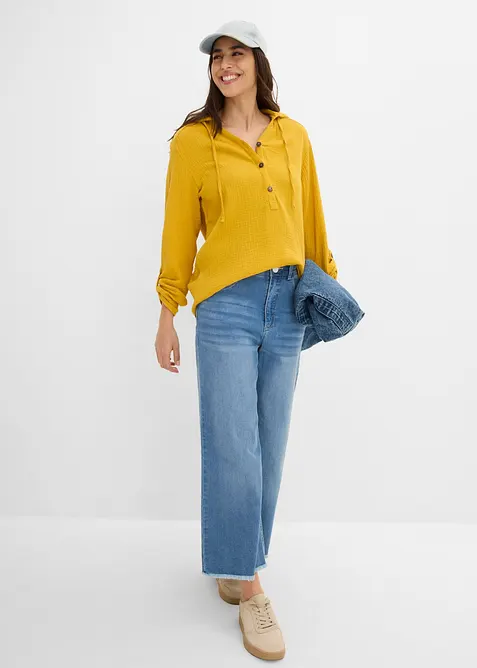 Muslinblus med luva, bonprix