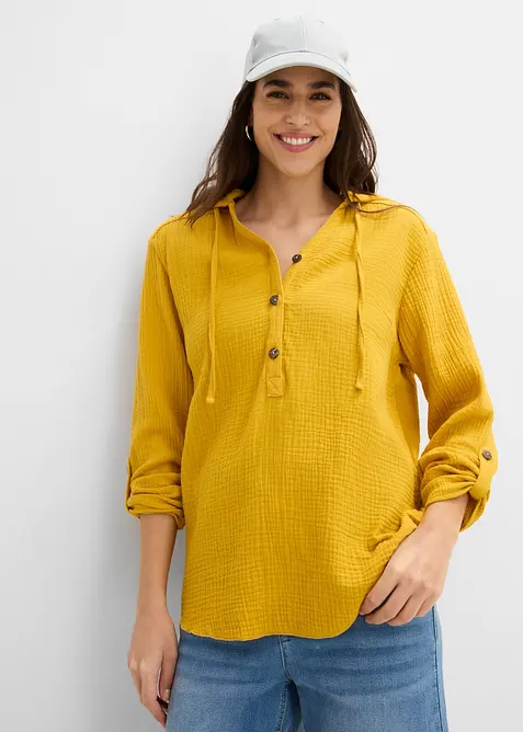Muslinblus med luva, bonprix