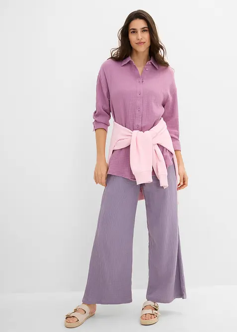 Skjortblus i muslin, bonprix
