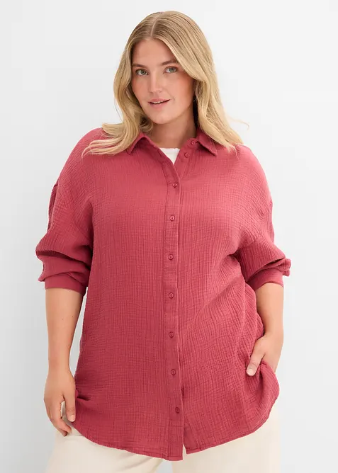 Skjortblus i muslin, bonprix