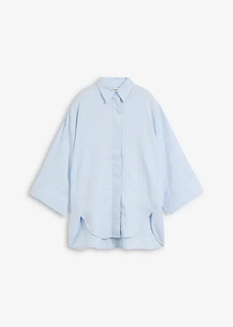 Skjortblus i svalkande linnemix, bonprix