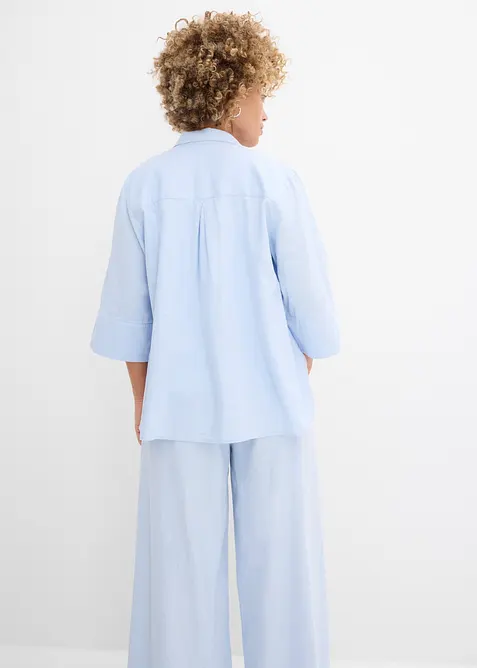 Skjortblus i svalkande linnemix, bonprix