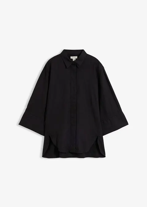 Skjortblus i svalkande linnemix, bonprix