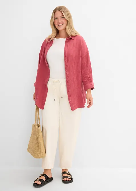 Skjortblus i muslin, bonprix
