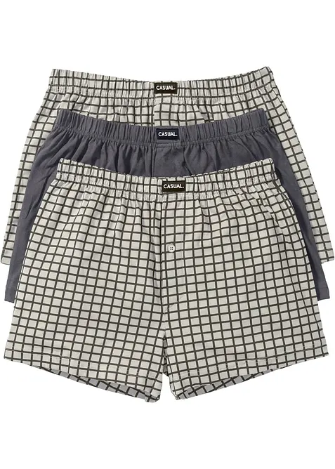 Ledigt skurna jerseyboxershorts i bomull (3-pack), bonprix