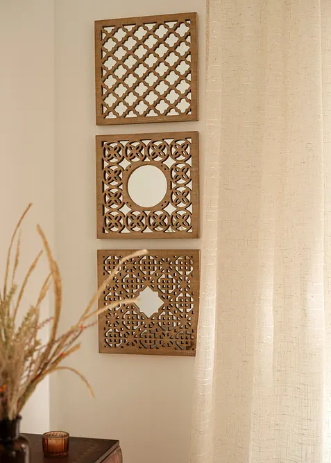 V&auml;ggprydnad med spegel och ornament (3-pack), bonprix