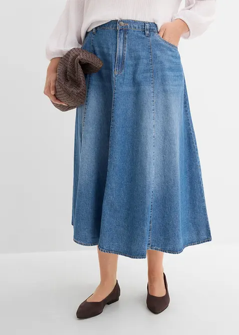 L&auml;tt jeanskjol med reglerbar midja, bonprix