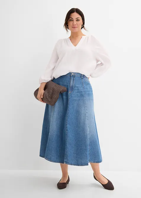 L&auml;tt jeanskjol med reglerbar midja, bonprix