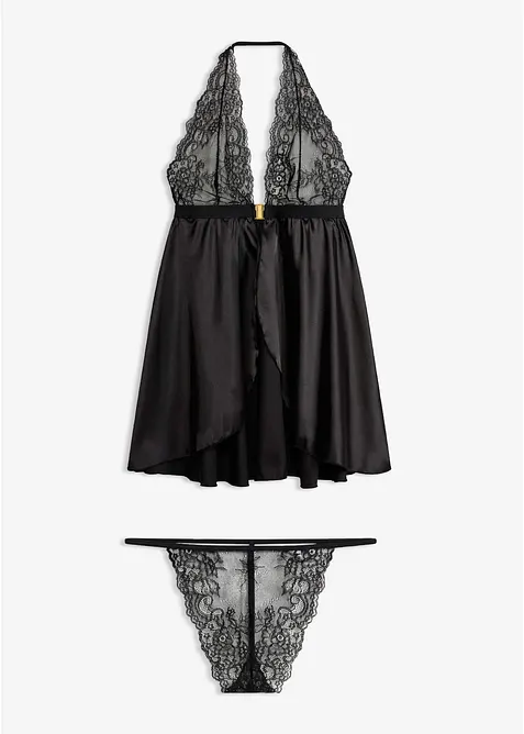 Neglig&eacute; och stringtrosa (2 delar), bonprix
