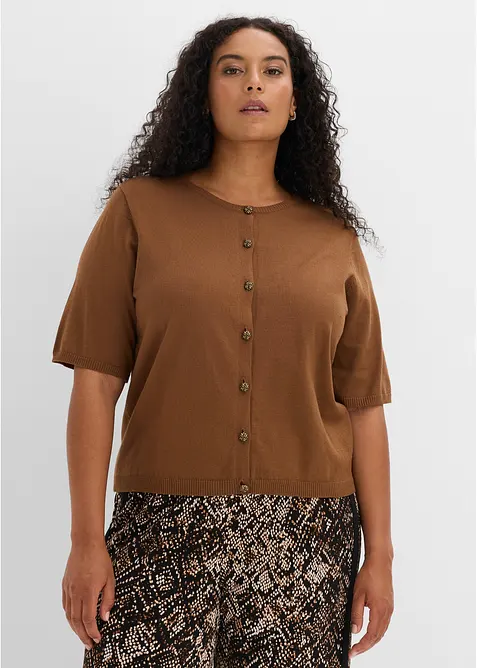 Finstickad cardigan i viskosmix, bonprix