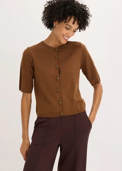 Finstickad cardigan i viskosmix, bonprix