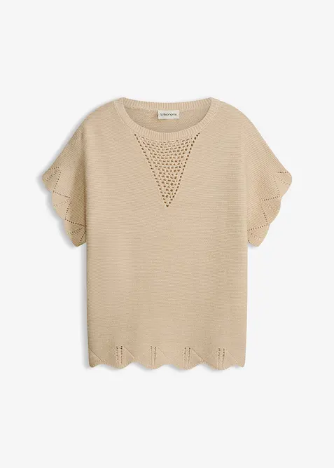 Kort&auml;rmad tr&ouml;ja med glittrande garn, bonprix