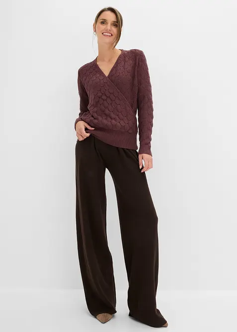 H&aring;lm&ouml;nstrad tr&ouml;ja med omlottlook, bonprix