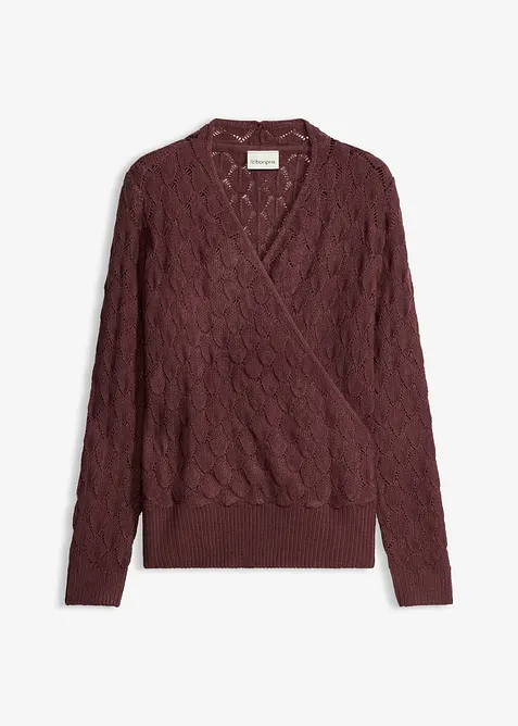 H&aring;lm&ouml;nstrad tr&ouml;ja med omlottlook, bonprix