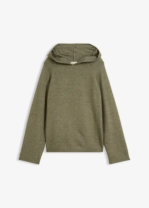 Stickad tr&ouml;ja med huva, bonprix