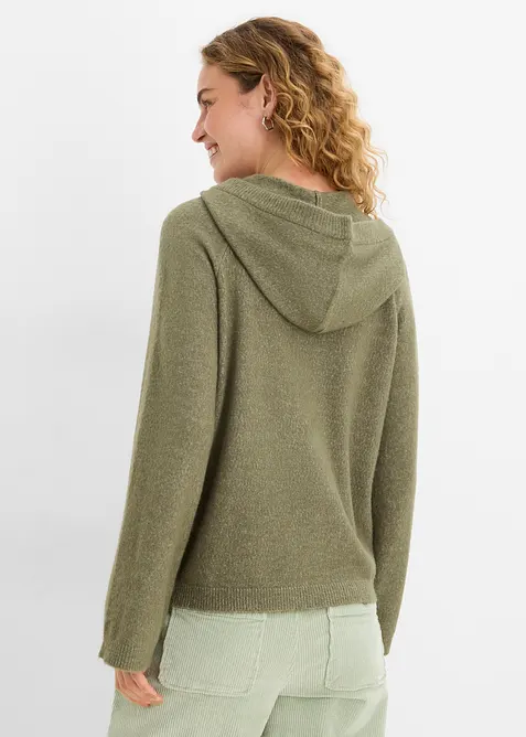 Stickad tr&ouml;ja med huva, bonprix