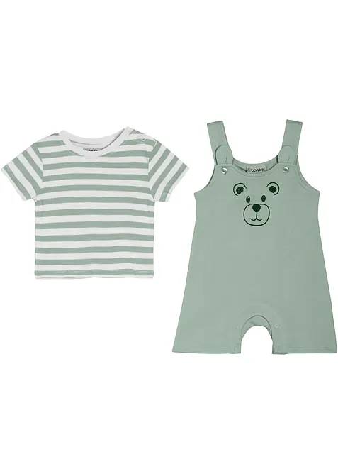 T-shirt och h&auml;ngselshorts av ekologisk bomull (2 delar), bonprix