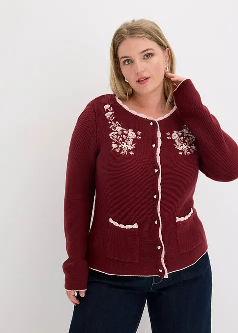 S&ouml;t folkdr&auml;ktsinspirerad cardigan med broderi, bonprix