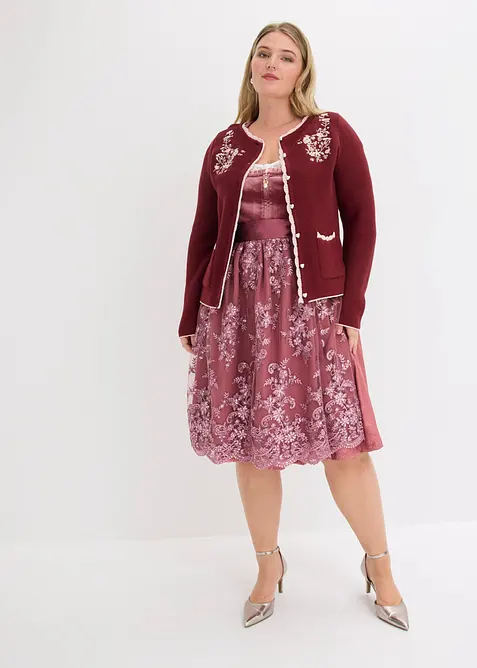 S&ouml;t folkdr&auml;ktsinspirerad cardigan med broderi, bonprix