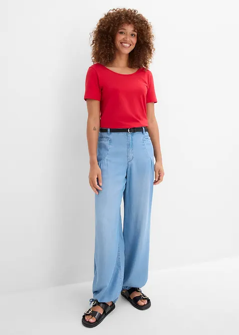 Wide Leg Jeans i b&ouml;ljande lyocell, bonprix