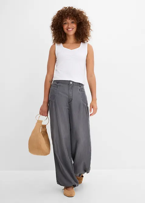 Wide Leg Jeans i b&ouml;ljande lyocell, bonprix