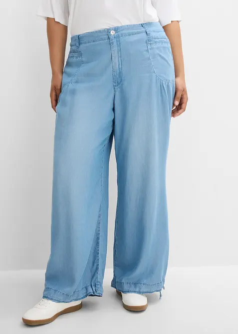Wide Leg Jeans i b&ouml;ljande lyocell, bonprix