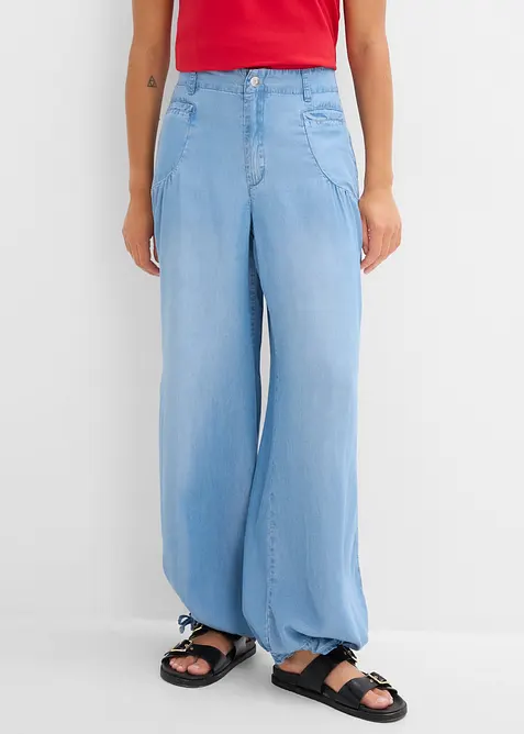 Wide Leg Jeans i b&ouml;ljande lyocell, bonprix