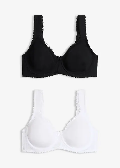 Minimizer-BH i T-shirtmodell med bygel och ekologisk bomull (2-pack), bonprix
