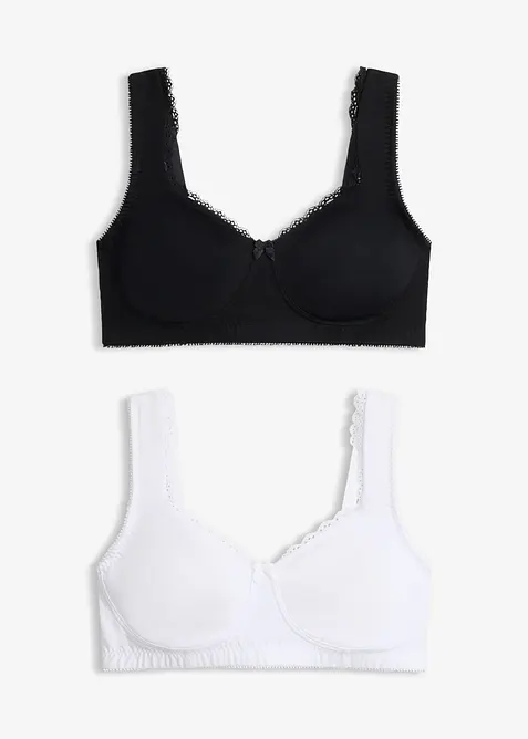 Minimizer-BH i T-shirtmodell utan bygel, med ekologisk bomull (2-pack), bonprix