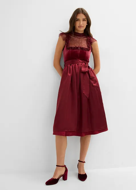 Mellanl&aring;ng dirndl med sammet (2 delar), bonprix