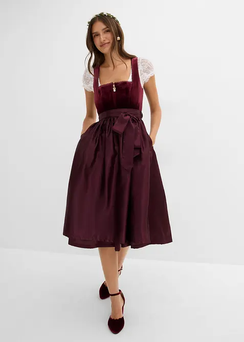 Mellanl&aring;ng dirndl med sammet (2 delar), bonprix