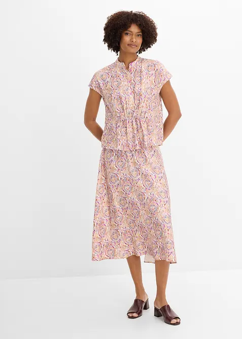 Kort&auml;rmad blus i viskosmix, bonprix
