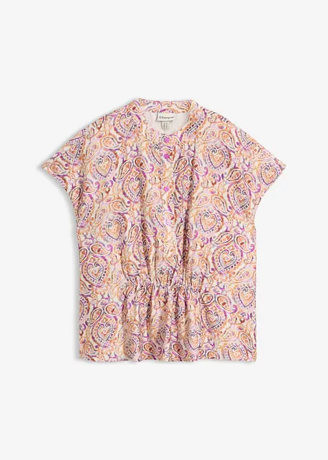 Kort&auml;rmad blus i viskosmix, bonprix