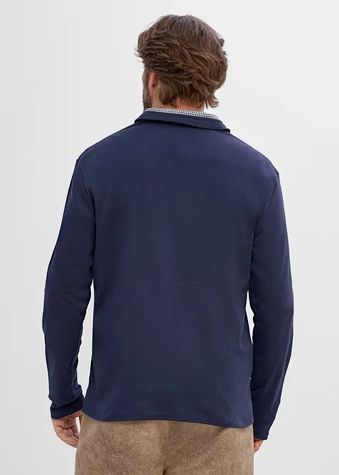 Pik&eacute;tr&ouml;ja av bomull med rutiga detaljer, bonprix