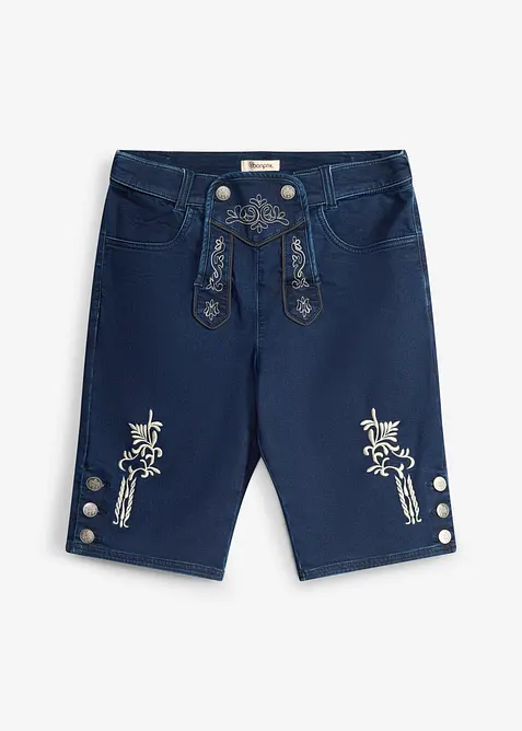 Folkdr&auml;ktsinspirerade shorts av sweatshirtdenim med mjuk midja, bonprix