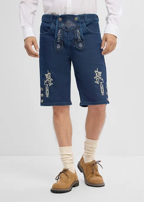 Folkdr&auml;ktsinspirerade shorts av sweatshirtdenim med mjuk midja, bonprix