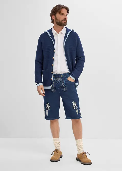 Folkdr&auml;ktsinspirerade shorts av sweatshirtdenim med mjuk midja, bonprix