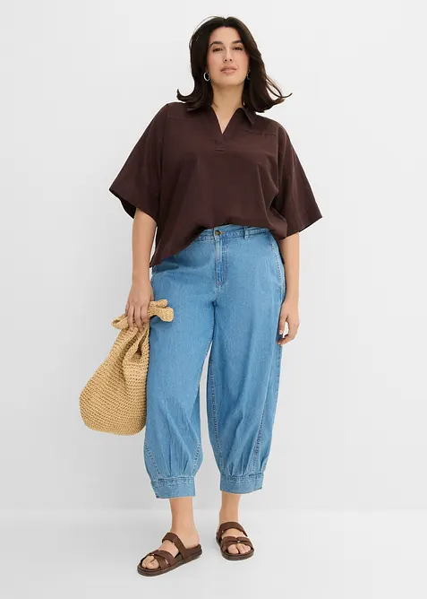 Tunna ballongjeans med Mid Waist, res&aring;rmidja, bonprix