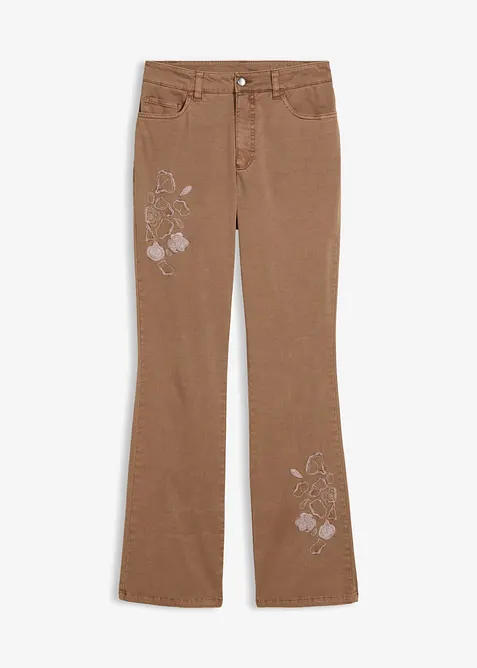 Bootcut-jeans med broderi, bonprix