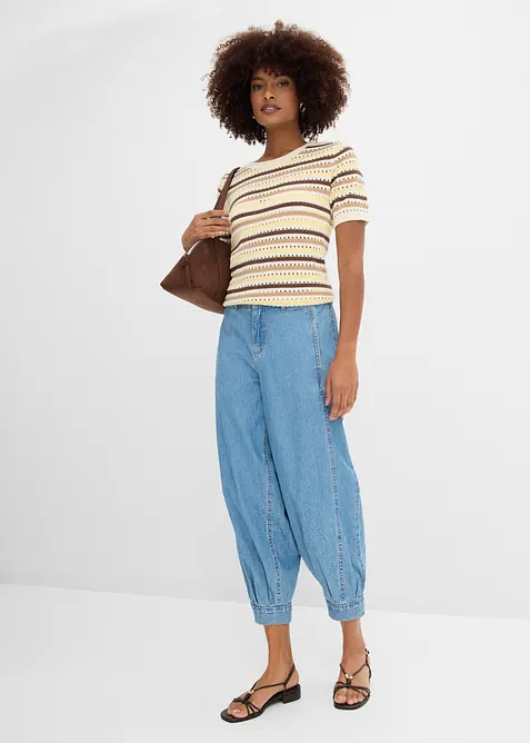 Tunna ballongjeans med Mid Waist, res&aring;rmidja, bonprix