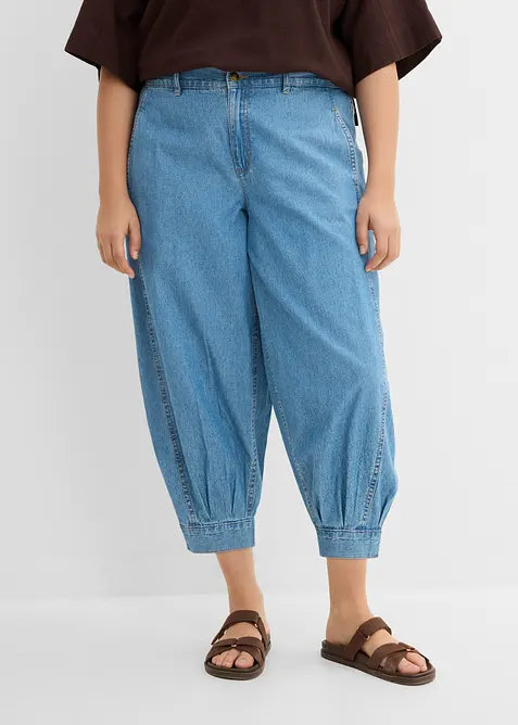 Tunna ballongjeans med Mid Waist, res&aring;rmidja, bonprix