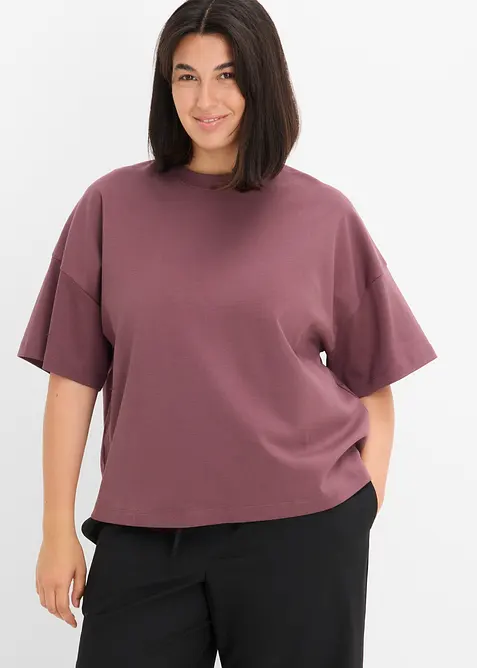 Kort oversizetopp av tjock, ekologisk bomull, bonprix