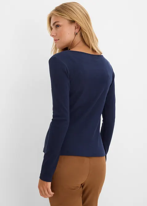 Ribbstickad topp med ekologisk bomull, bonprix