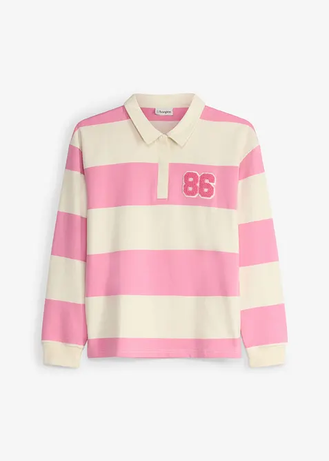 Sweatshirt med pik&eacute;krage, i ren ekologisk bomull, bonprix