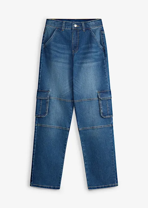 Cargo-jeans med Loose Fit och reglerbar midja, Straight, bonprix