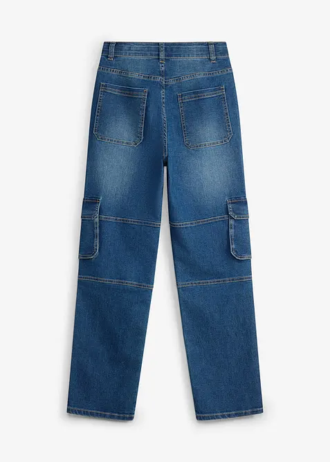 Cargo-jeans med Loose Fit och reglerbar midja, Straight, bonprix
