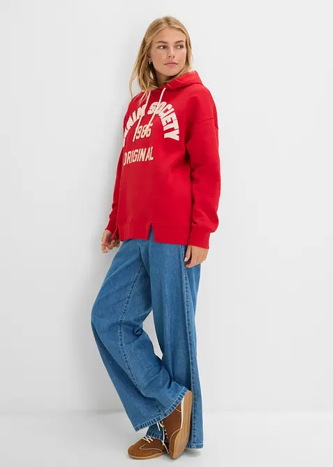 Sweatshirt med huva av bomull, oversizemodell, bonprix